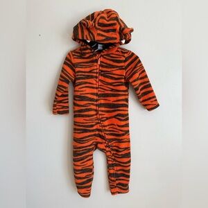 Old Navy Orange and Black Striped Kids “tiger” onesie jacket 
Size 18-24 months